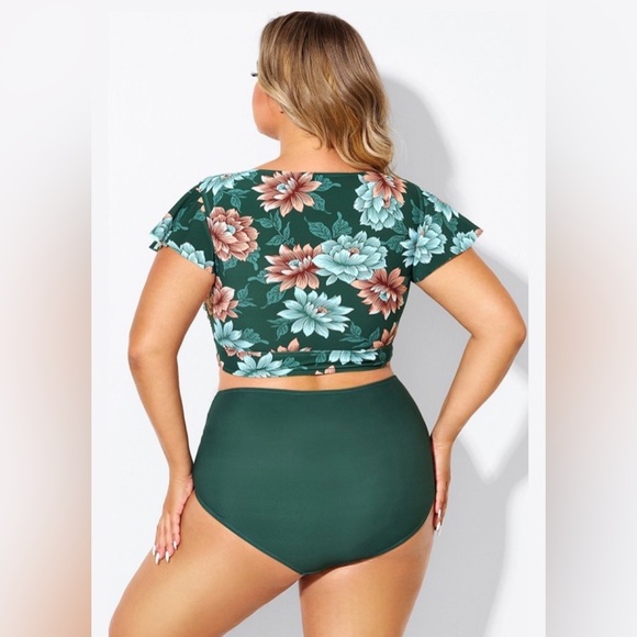 Meet.Curve Floral Green Women's Swim Set Size XL(US 16/18) - Picture 2 of 13